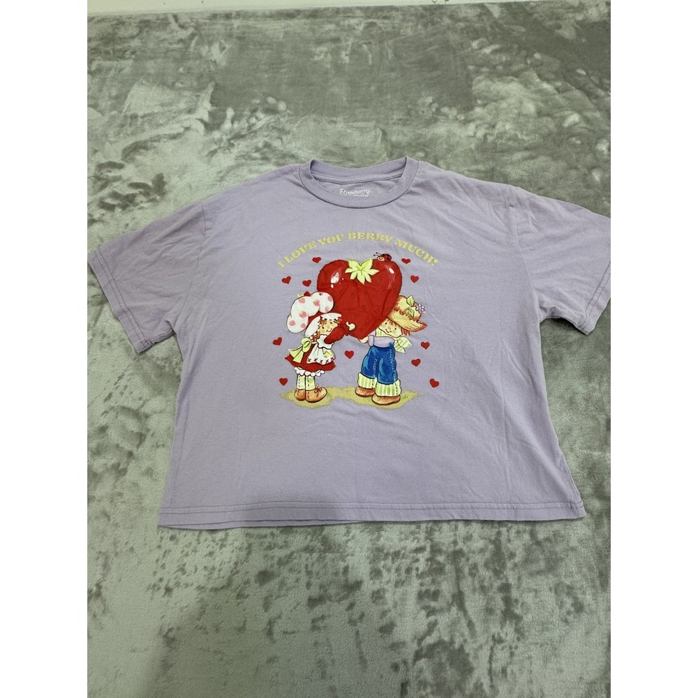 Strawberry Shortcake Women's Crop Top T-Shirt Size Medium‎ Purple Short Sleeve
